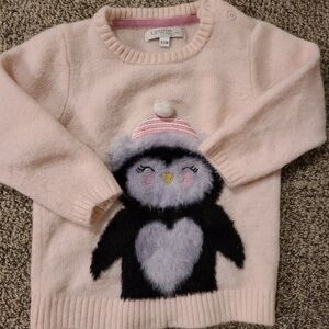 18-24m George Light Pink Sweater with Fuzzy Penguin Applique